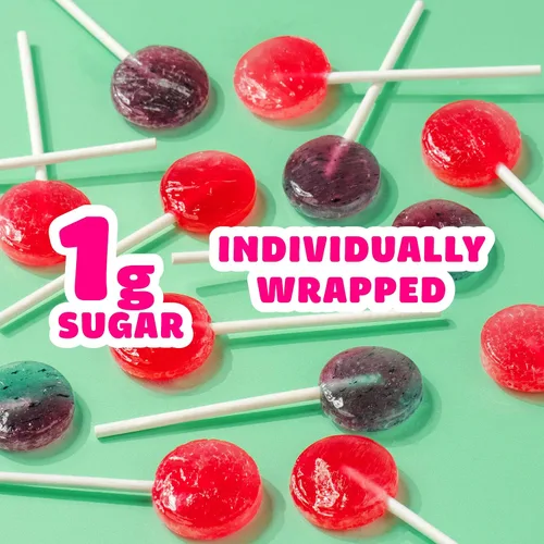 Vista 8 de SmartSweets Paletas, 3oz, sabor a frambuesa azul y sandía, caramelo duro con bajo contenido de azúcar (1g), bajo en calorías (40), sin edulcorantes