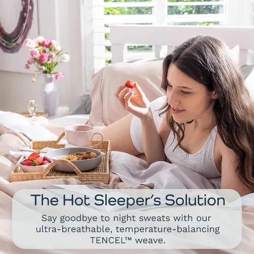 Vista 2 de Olive + Crate Tencel - Fundas de almohada de eucalipto, 100% Tencel Lyocell fundas de almohada refrescantes para personas que duermen con calor