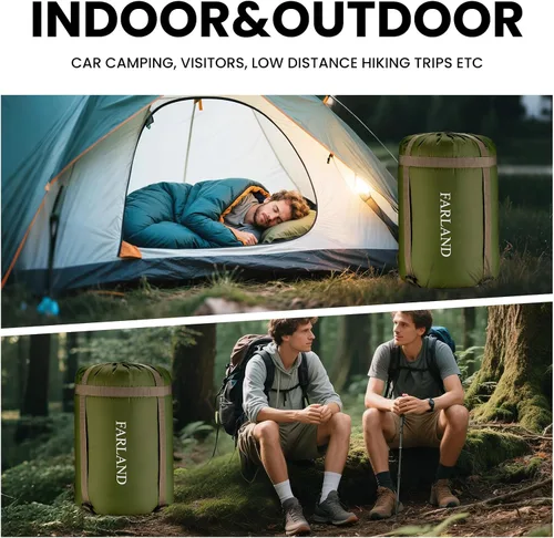 Vista 7 de FARLAND Sacos de dormir de 30 ℉ para adultos, adolescentes y niños con saco de compresión portátil y ligero para campamento de 3 a 4 estaciones