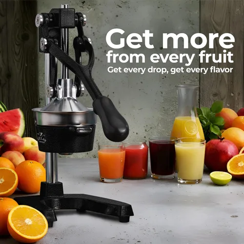 Vista 9 de Zulay Kitchen - Exprimidor de hierro fundido, exprimidor manual naranja, prensa de cítricos, color negro 01 - negro