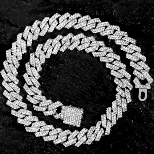 Vista 7 de Cadena de eslabones cubanos de 0.55 pulgadas para hombre, collar de cadena de eslabones cubanos de Miami, pulsera para hombres y mujeres, cadenas