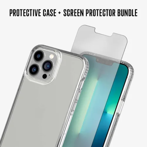 Vista 2 de Tech21 Evo - Paquete de vidrio transparente e impacto para iPhone 13 Pro Max, funda protectora con protección contra caídas múltiples de 12 pies