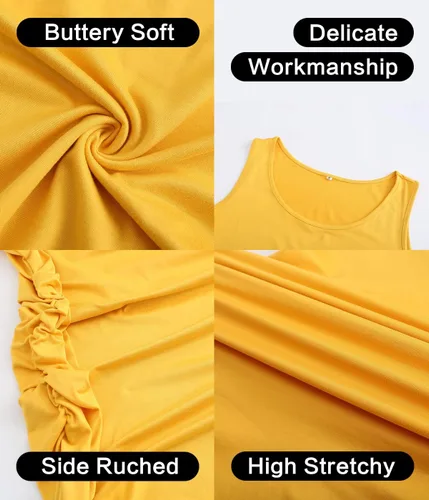 Vista 4 de KUNINDOME Vestidos de maternidad para uso diario, fotografía de baby shower, vestidos sin mangas de manga corta, fruncido lateral