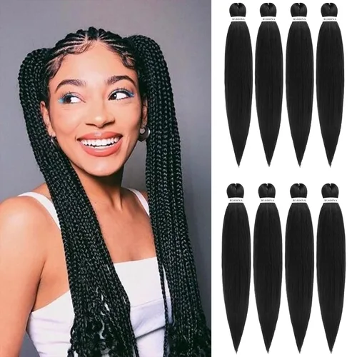 Vista 40 de Cabello trenzado preestirado - 12 pulgadas, 8 paquetes, cabello trenzado corto natural negro para trenzas torcidas o en caja, extensiones de cabello