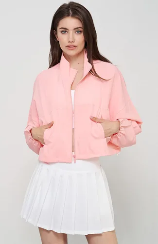 Vista 4 de icyzone Chaquetas recortadas de gran tamaño con cremallera UPF 50+ para mujer