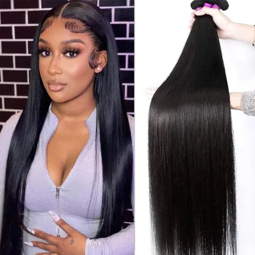 Vista 20 de Younsolo Paquetes de pelo lacio brasileño, cabello humano virgen 100% sin procesar, color negro natural, 4 paquetes, 12, 14, 16 y 18 pulgadas