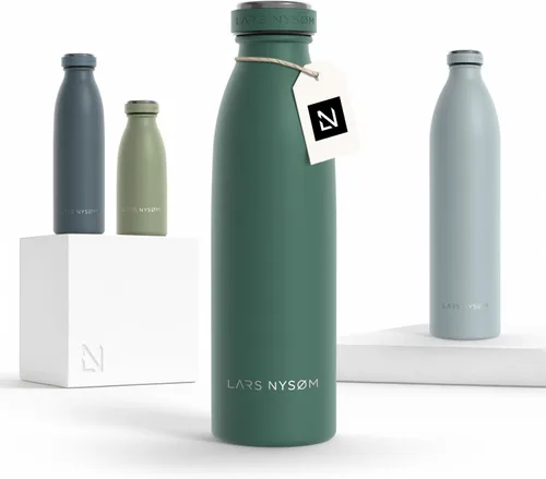 Vista 33 de LARS NYSØM Botella de agua aislada de acero inoxidable de 12 onzas, 17 onzas, 25 onzas, 34 onzas, 51 onzas, frasco térmico aislado para bebidas