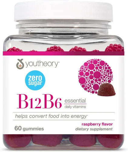 Vista 9 de Youtheory Vitamina B12 B6, suplemento diario de energía y apoyo cerebral, sabor líquido a frambuesa, 12 paquetes de 1 oz de una sola porción