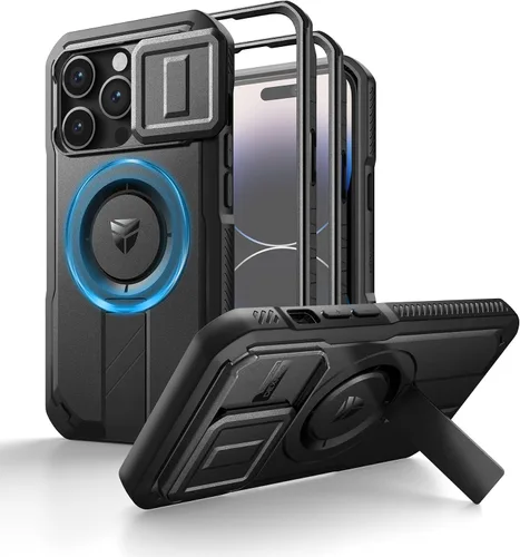 Vista 41 de Dexnor - Funda para iPhone 12 & iPhone 12 Pro con tapa deslizante para cámara, soporte ajustable y protector de pantalla integrado, carcasa