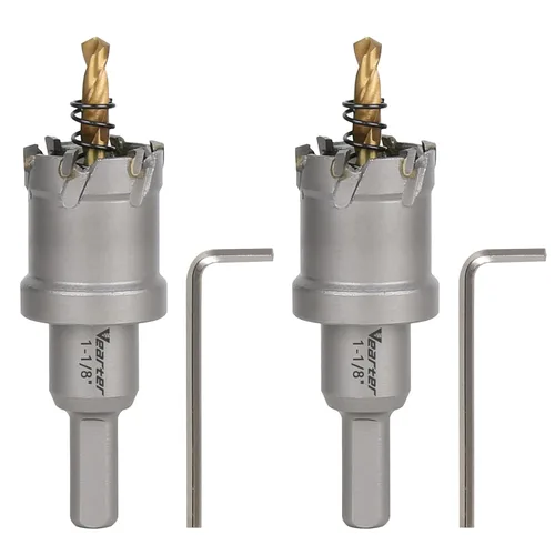 Vista 39 de Sierra perforadora de carburo de 1-1/2 pulgadas (1.496 in) para metal duro, cortador de agujeros con punta de carburo de tungsteno con broca piloto