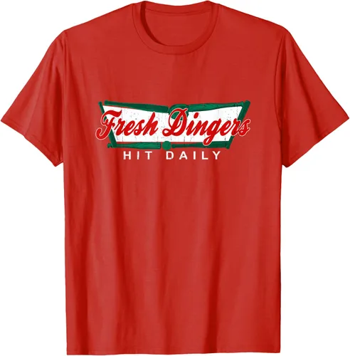 Vista 107 de Camiseta divertida de béisbol y softbol Don't Bunt Hit Fresh Dingers, Negro