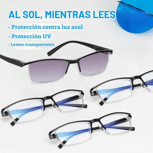 Vista 2 de TERAISE Gafas de Lectura Anti-luz Azul de Moda para Hombres y Mujeres Lector de Computadora 3 negro + 1 sol