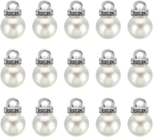 Vista 8 de PATIKIL 100 cuentas de perlas de perlas de imitación con diamantes de imitación DIY para hacer joyas, pulseras y aretes Plateado blanco