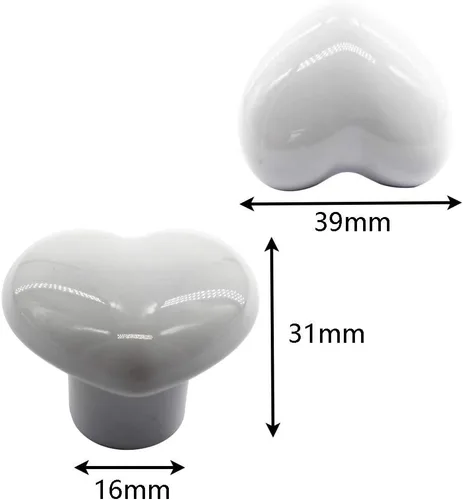 Vista 5 de Flomore Pomo de cerámica azul para cajones de armario para habitación de niños, tirador en forma de corazón para cajones de aparador