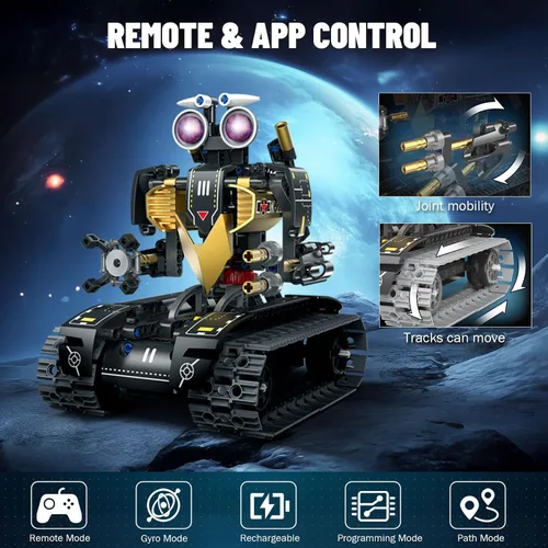 Vista 6 de Kit de construcción de robot con control remoto, regalos STEM para niños de 8 a 12 años, kit de robot científico, robótica, juguete técnico para Gris