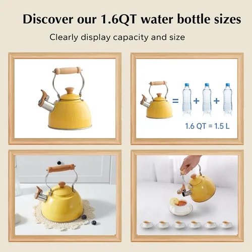 Vista 46 de ROCKURWOK - Tetera de estufa, tetera con mango ergonómico de tacto frío, tetera de acero inoxidable de grado alimenticio, tetera de estufa, tetera