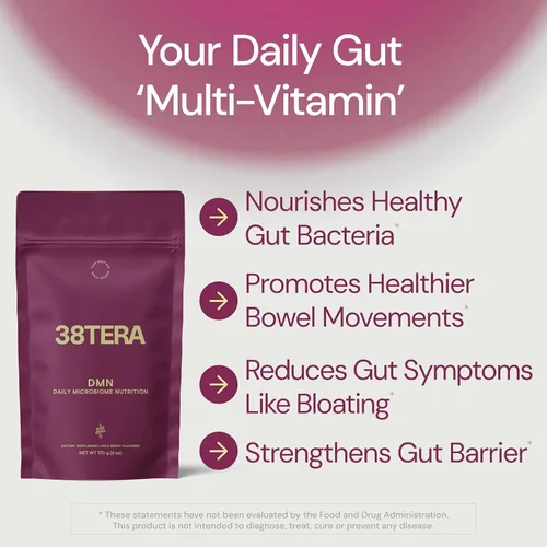 Vista 3 de DMN (Daily Microbiome Nutrition), 6 onzas, polvo de fibra a base de plantas con 3 prebióticos diferentes, ayuda a la salud digestiva e intestinal