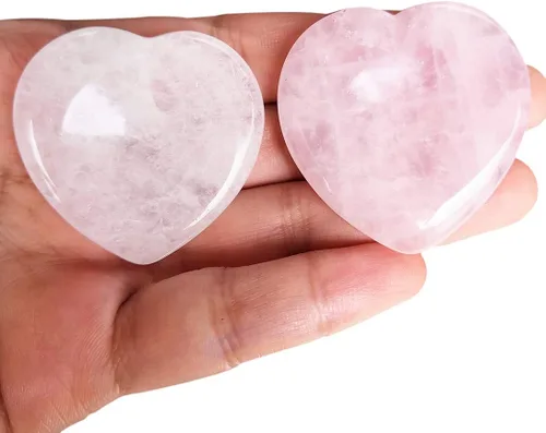 Vista 6 de 2 piedras de corazón preocupadas por la ansiedad, bolsillo en la palma del pulgar, meditación de energía positiva, cristal curativo de chakras, 7