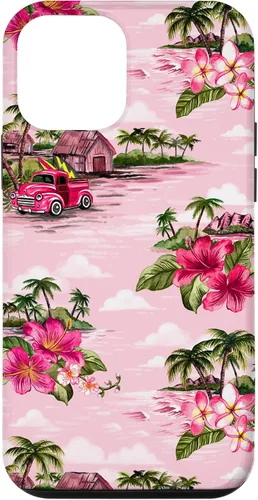Vista 14 de Funda para iPhone 11 Tropical Hibiscus Island Palm Tree Rockabilly Surfer Beach
