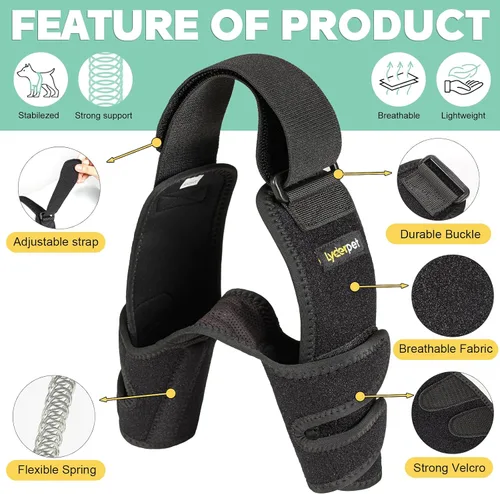 Vista 2 de Codera para perro con férula de metal, almohadillas protectoras de codo Hygroma para perros, callos de hombro, artritis, displasia, dislocación