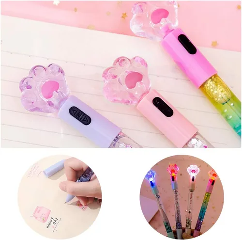 Vista 3 de Paquete de 8 bolígrafos kawaii, bolígrafos divertidos, con diseño de pata de gato de 0.020 in, brillante y luminoso, papelería coreana japonesa