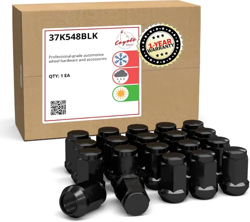 Vista 21 de Wheel Accessories Parts 20 piezas de tuercas de llanta M14x1.5, rosca de 14x1.5, tuerca de seguridad tipo bellota, 1.4" de largo, negras Negro