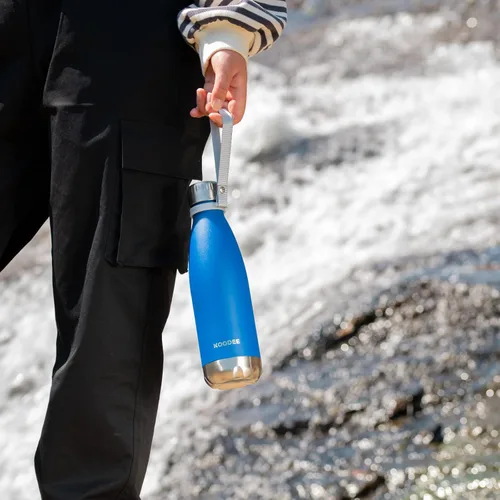 Vista 6 de koodee Botella de agua de acero inoxidable de 12 onzas con aislamiento al vacío para la escuela, botellas de agua deportivas de metal