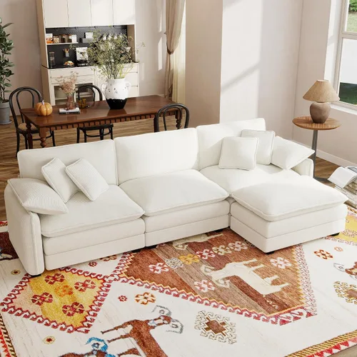Vista 20 de Sofá modular de 81 pulgadas con 2 otomanas, sofá modular de 2 asientos, sofá seccional pequeño para sala de estar