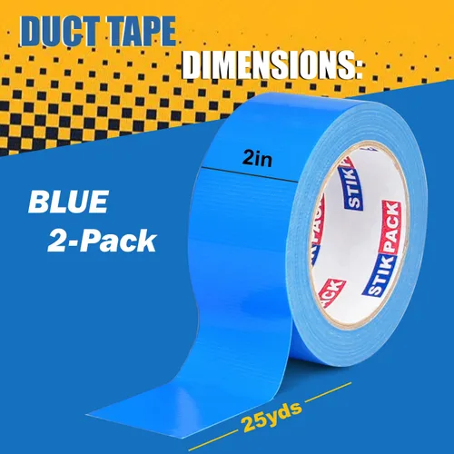 Vista 2 de 2 rollos de cinta adhesiva azul resistente, resistente e industrial, de color industrial, 9 mil x 2 pulgadas x 25 yardas, flexible, sin residuos
