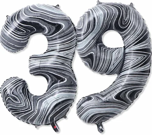 Vista 9 de Globos gigantes de papel de aluminio de mármol negro de 40 pulgadas, globos gigantes de helio número 10 para niños y niñas, decoraciones