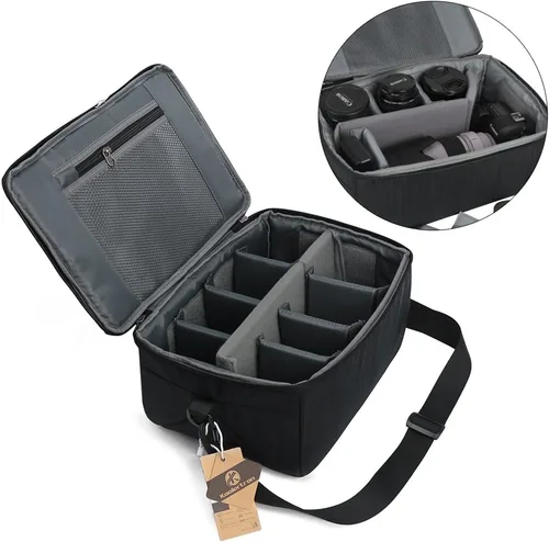 Vista 5 de Koolertron - Bolso universal para cámara DSLR, con particiones acolchadas forradas para lentes, funda protectora impermeable, para Canon/Nikon/Sony