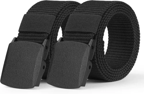 Vista 10 de AOMIG Cinturón de nailon para hombres, cinturones de golf ajustables de lona de 1.6 pulgadas, cinturón táctico de trabajo con hebilla automática 1