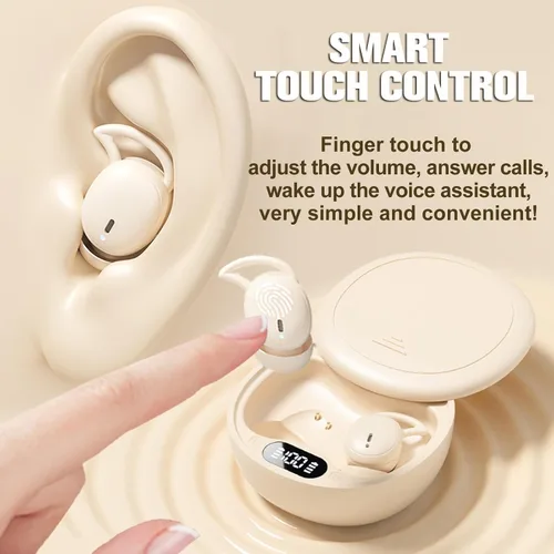 Vista 5 de Auriculares inalámbricos pequeños invisibles cómodos inalámbricos Bluetooth con cancelación de ruido en el oído, auriculares suaves para pequeños