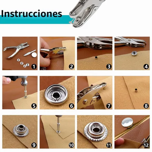 Vista 6 de Kit de 324 broches de presión de lona de acero inoxidable con herramienta de ajuste de grado marino, cubierta de botón, accesorios de cierre