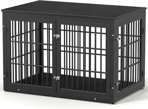 Vista 26 de rehomerance Mueble de jaula de perro resistente de 26 pulgadas para perros pequeños, mesa auxiliar decorativa para casa de mascotas, muebles de Negro