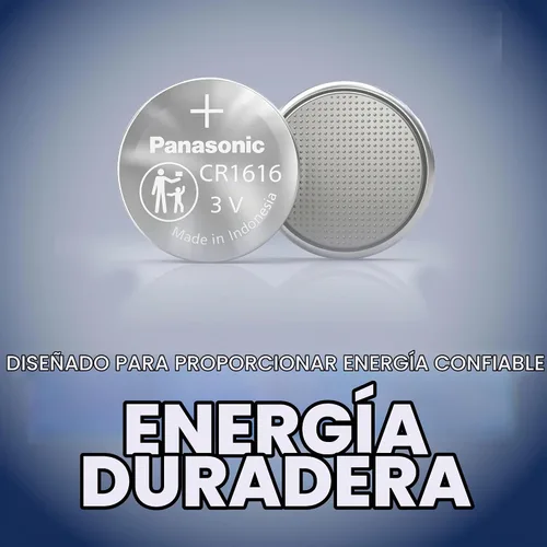 Vista 3 de Panasonic CR1616 pilas de litio de 3.0 voltios de larga duración en celda de moneda en embalaje a prueba de niños, basado en estándares, paquete
