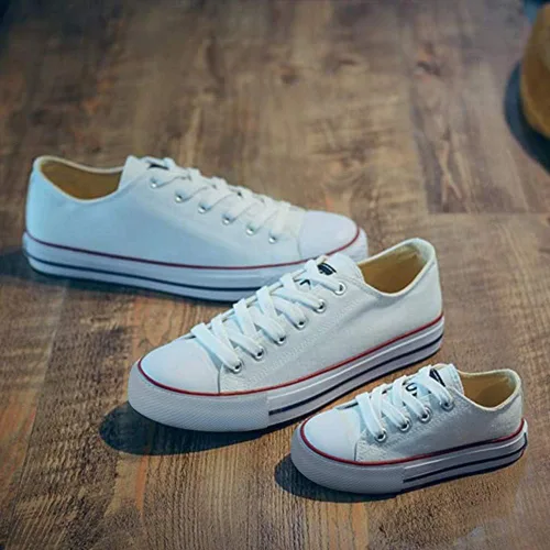 Vista 3 de iFANS - Tenis de lona de caña baja con cordones para niños y niñas