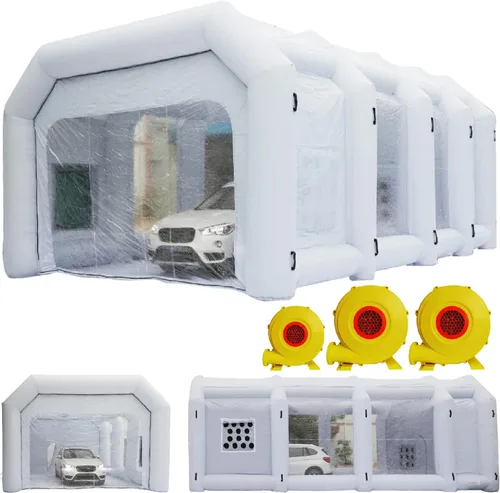 Vista 10 de Xmaybang Cabina de pintura inflable de 13 x 6.5 x 8.2 pies con 2 sopladores, cabina de pulverización inflable, estación de trabajo profesional