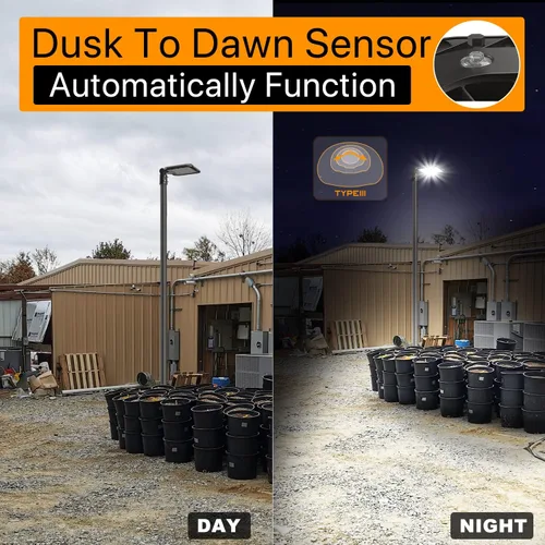 Vista 5 de Luz de estacionamiento de 150 W, instalación rápida, 22500 LM, luces de calle LED, montaje con accesorio deslizante con fotocélula del atardecer al