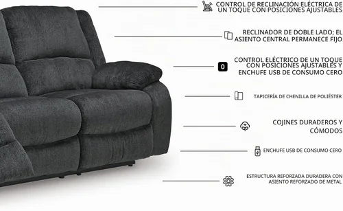 Vista 4 de Signature Design by Ashley Sofá reclinable eléctrico, sofá de 3 plazas