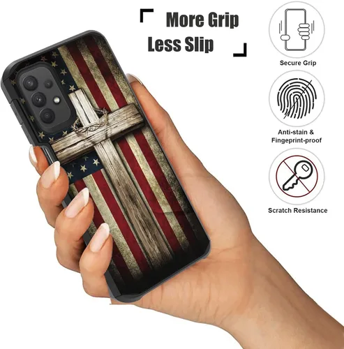 Vista 6 de Funda para teléfono Galaxy A23 5G, resistente 2 en 1 de doble capa híbrida de policarbonato duro y silicona suave a prueba de golpes, funda