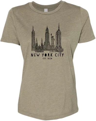 Vista 9 de Cute Women's Screen Printed Crew Neck Tee, Shirts With Sayings, Dusty Blue or Olive