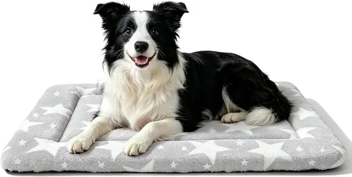 Vista 41 de Tapete de cama para perro, almohadilla reversible para jaula de perro con alfombrilla lavable y espuma suave, cama plana para mascotas para perros