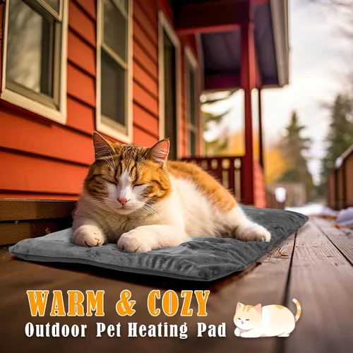 Vista 2 de Kiroto Almohadilla térmica para mascotas al aire libre para gatos y perros, alfombrilla térmica con cubierta impermeable y control automático