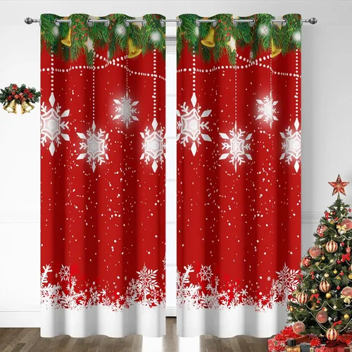 Vista 20 de Cortinas rojas de Navidad para sala de estar, juego de 2 paneles, cortinas de ventana de terciopelo rojo de 63 pulgadas de largo, cortinas