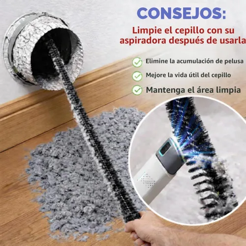 Vista 5 de Kit limpiador de ventilación para secadora de ropa con cepillo de fijación de manguera de vacío, removedor de pelusas, manguera de vacío