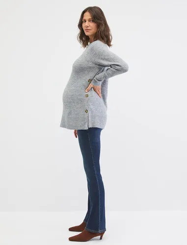 Vista 3 de Motherhood Maternity Suéter tipo túnica con cuello redondo para mujer