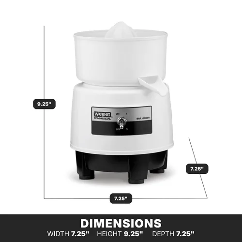 Vista 3 de Waring Commercial BJ120C Exprimidor Compacto de Cítricos, 120V, Enchufe 5-15P, Blanco, 34 Onzas