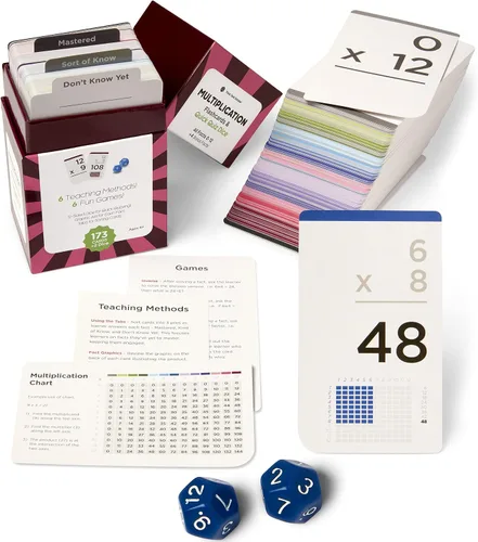 Vista 11 de Tarjetas Flash de matemáticas galardonadas – 711 hechos de multiplicación y división (0–12) – Tarjetas jumbo (8 cm x 13,2 cm), ayudas visuales, 2