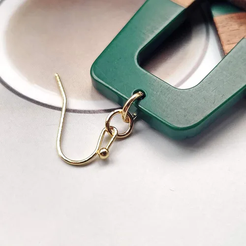 Vista 4 de COIRIS Pendientes colgantes de aro empalmados de resina de madera natural para mujer